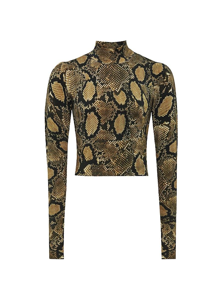 Reiss Farah Snakeskin print Crop Top in Black Lyst UK
