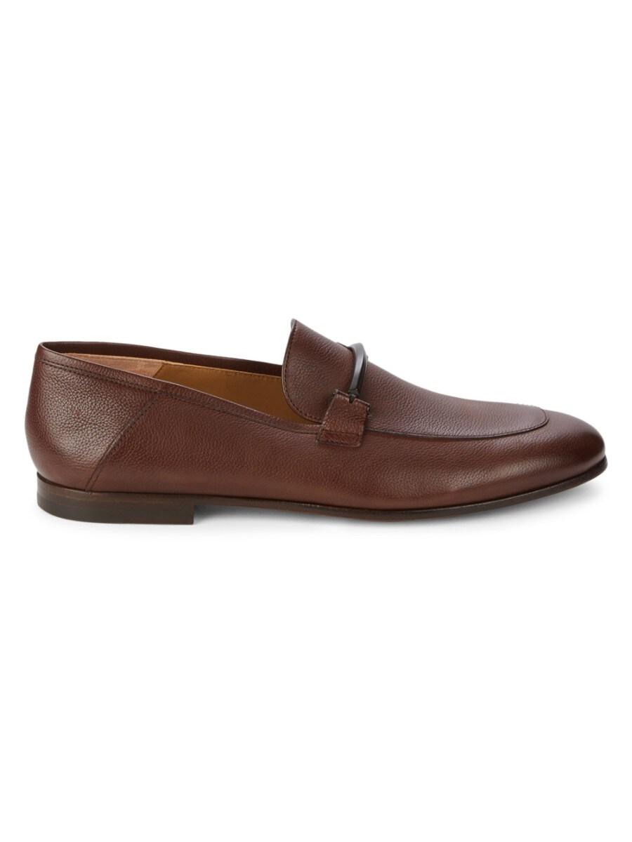BOSS by HUGO BOSS Soho Textured Leather Bit Loafers in Brown for Men | Lyst