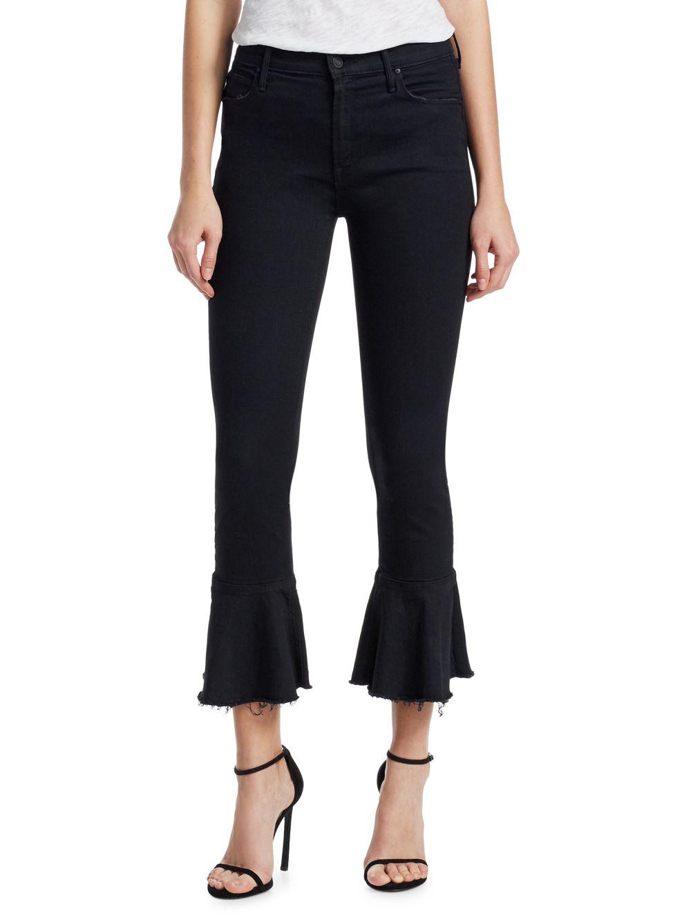 Mother Denim Cha Cha Ruffled Hem Jeans in Black Lyst