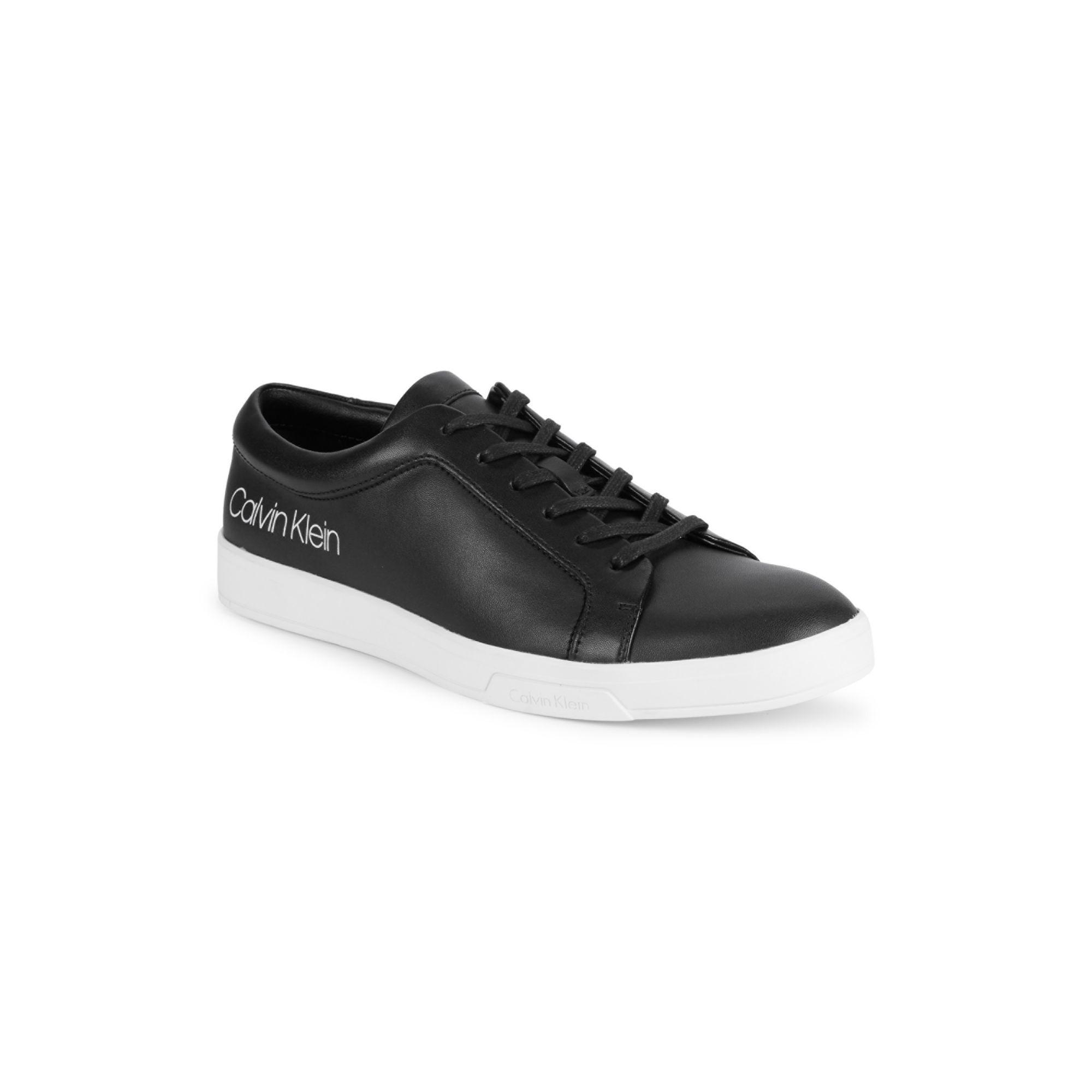 Calvin Klein Bevan Leather Logo Sneakers in Black for Men | Lyst