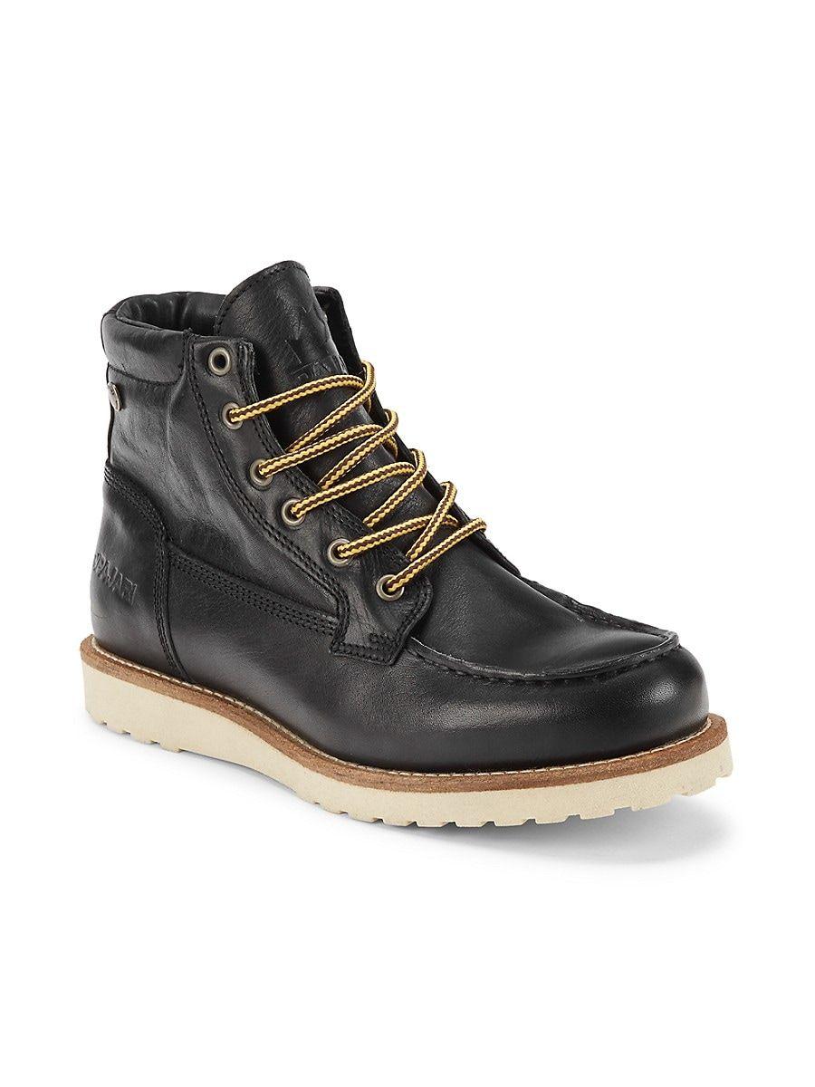 Pajar Faux Fur Lined Leather Logger Boots in Black | Lyst