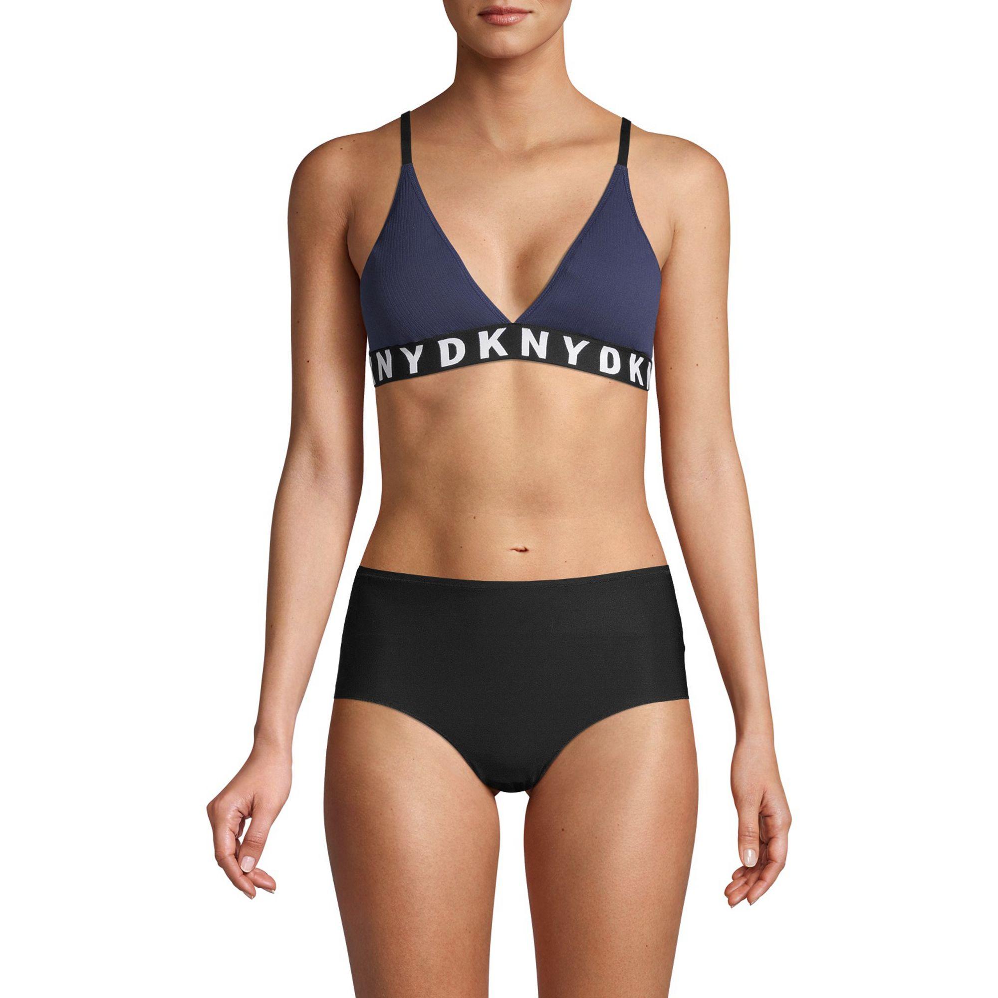 DKNY Synthetic Logo Sports Bra in Navy (Blue) Lyst