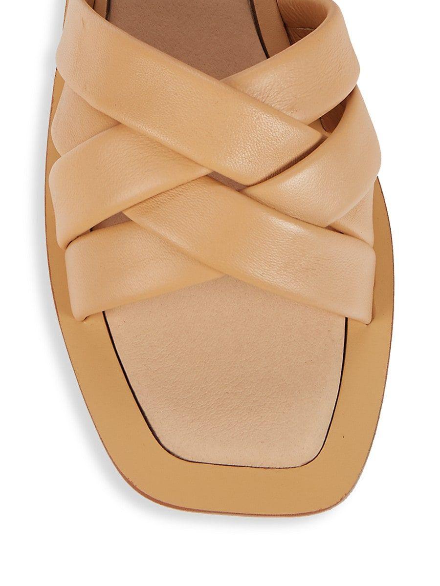 Steve Madden Haldy Leather Slides in White | Lyst