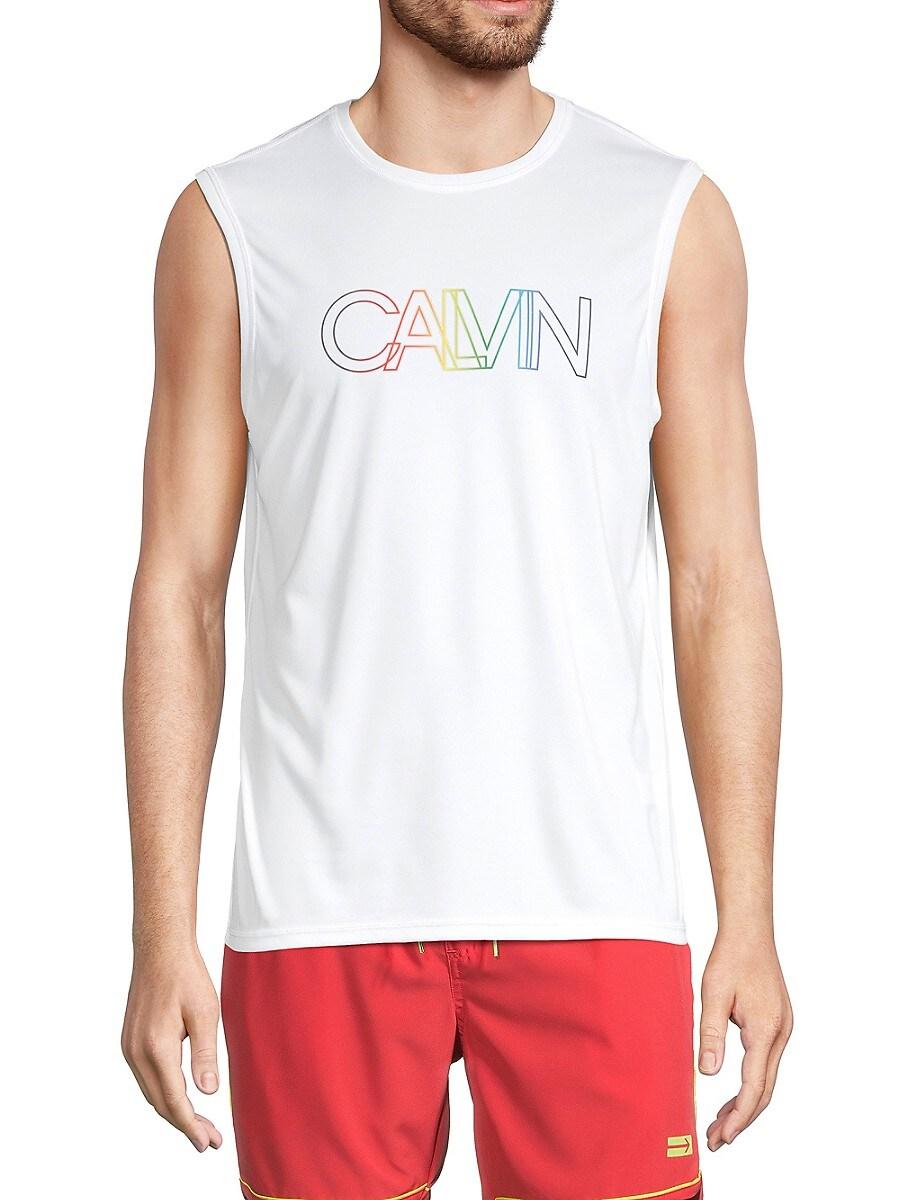 Calvin Klein Synthetic Logo Sleeveless T-shirt in White for Men | Lyst