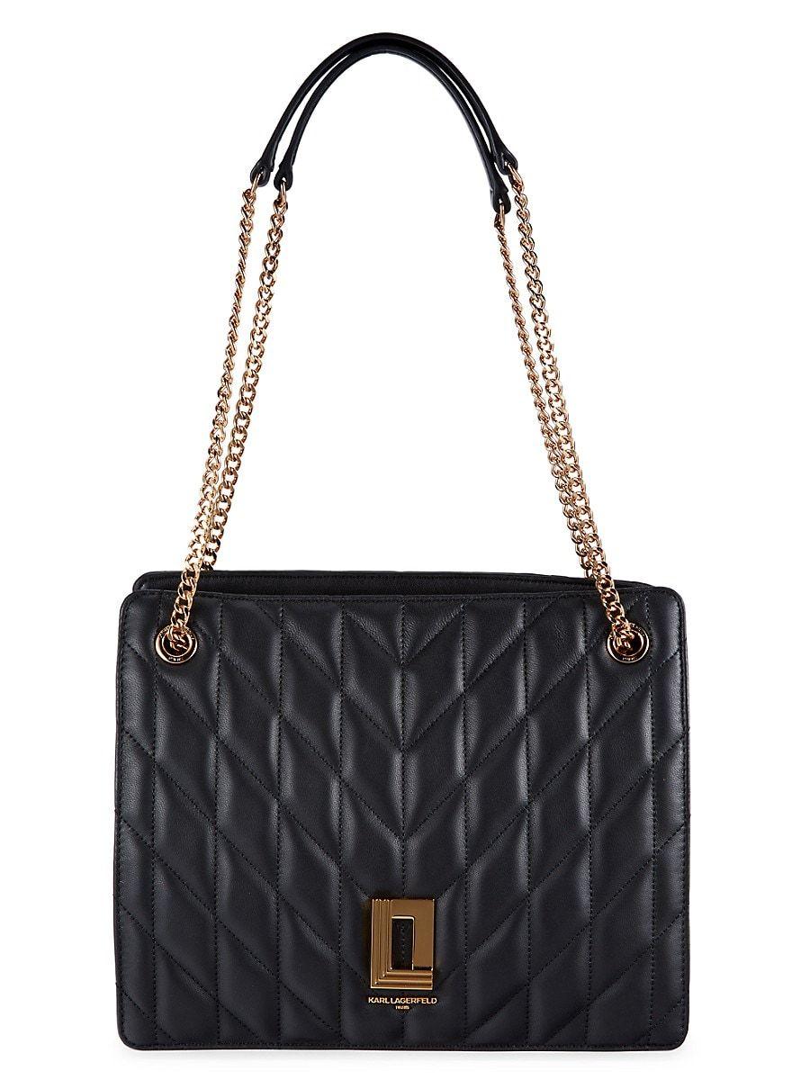 Karl Lagerfeld Quilted Leather Shoulder Bag in Black Lyst