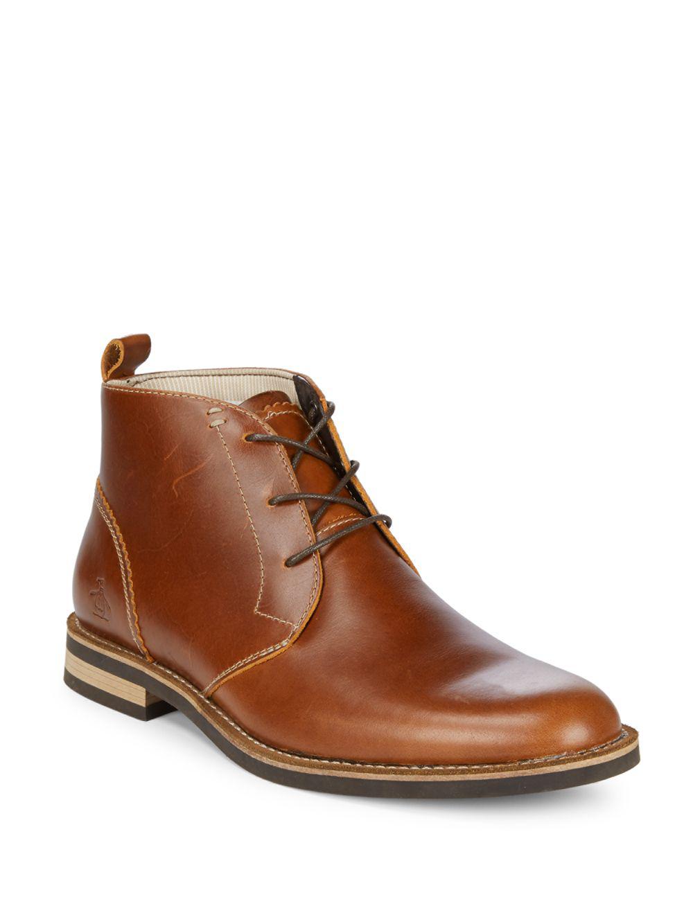 Original Penguin Monty Leather Chukka Boots in Brown for Men - Save 25% ...