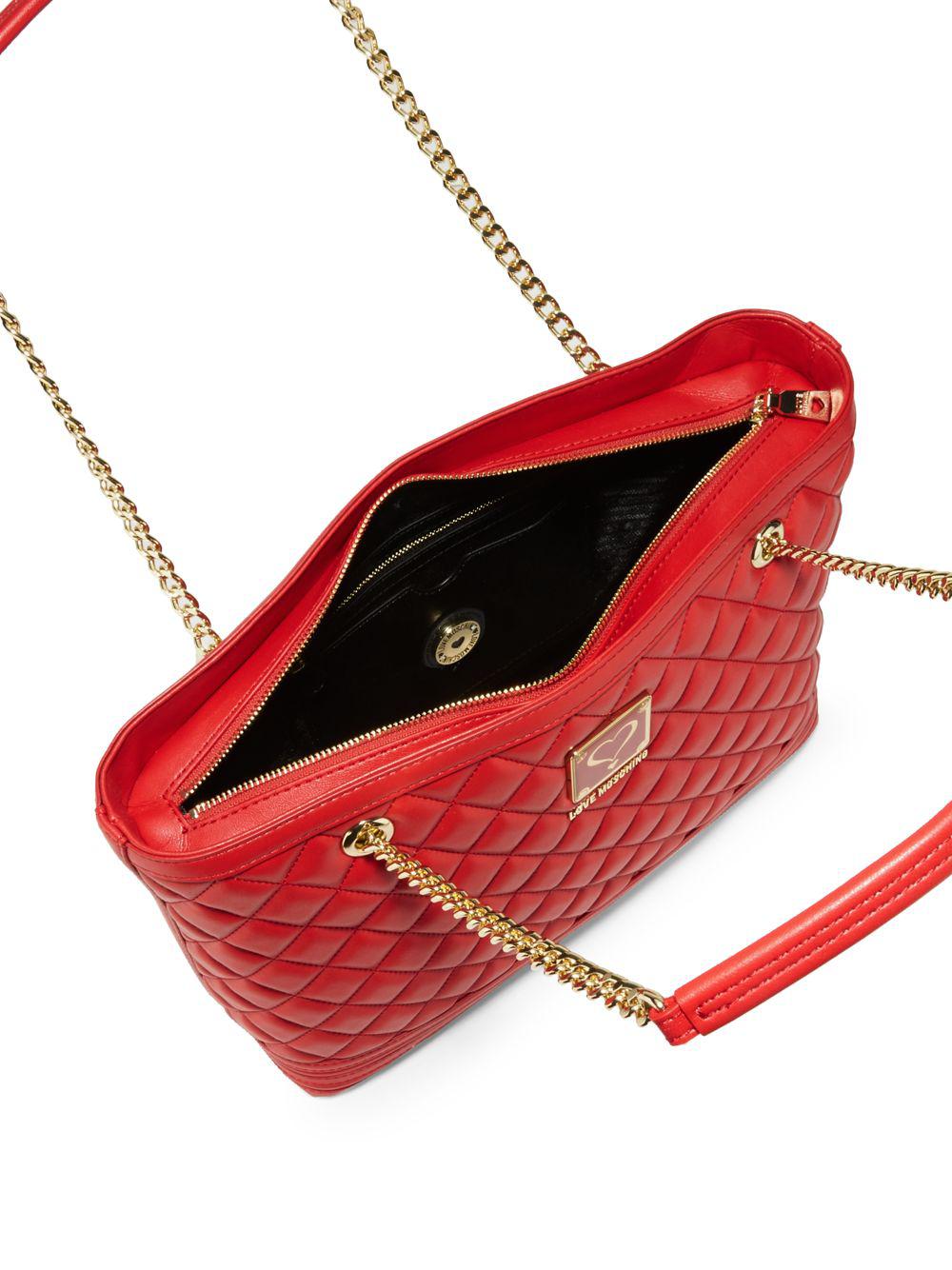 Love Moschino Quilted Faux Leather Chain Strap Shoulder Bag