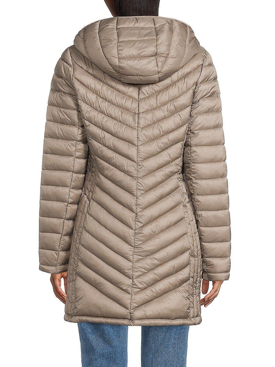 MICHAEL Michael Kors Packable Longline Hooded Puffer Jacket in Black | Lyst