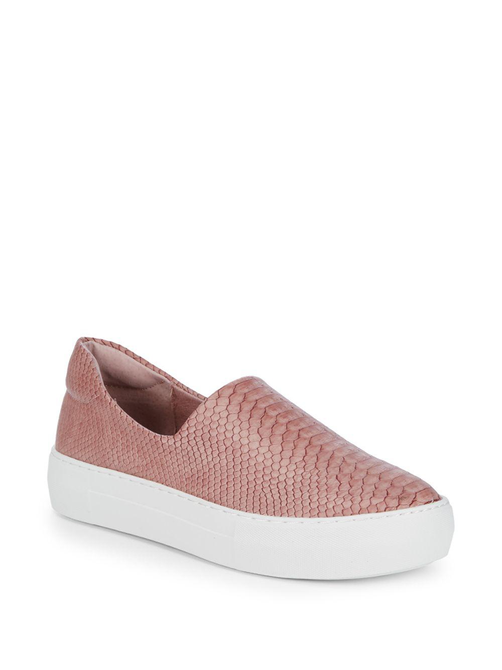 J Slides Leather Ariana Snakeskin Embossed Sneakers In Blush Pink Lyst
