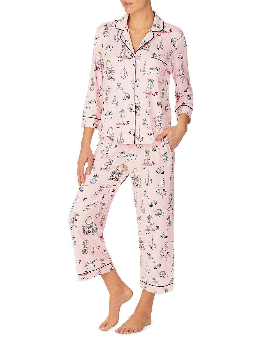 Kate Spade Housewarming Cropped 2 Piece Pajama Set in Pink | Lyst