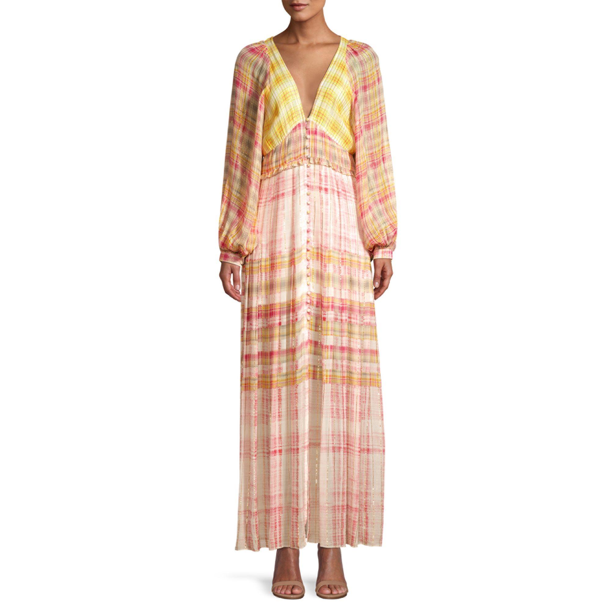 Hemant & Nandita Synthetic Plunging Long Peasant Dress Lyst