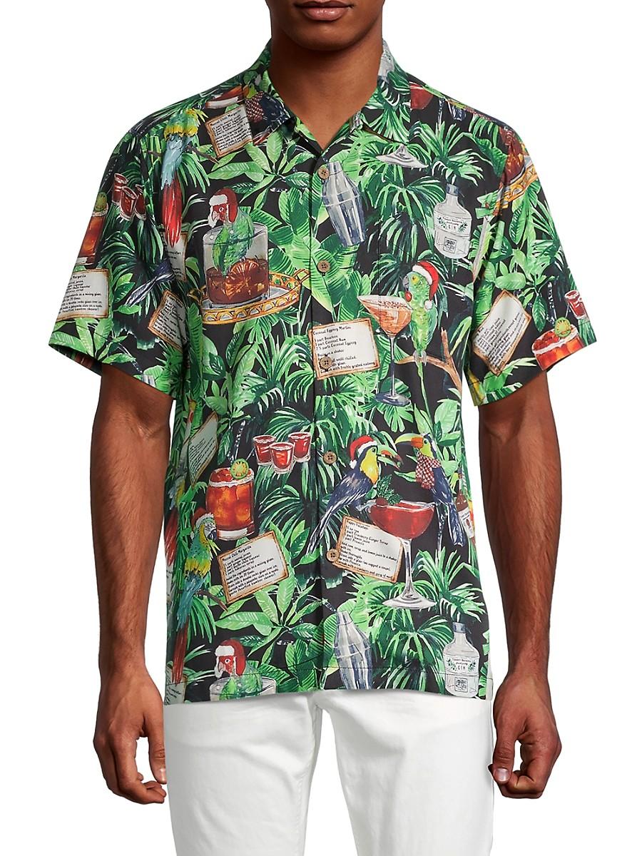 Tommy Bahama Green Multi The 12 Drinks Of Parrots Tropical Button Down Shirt 