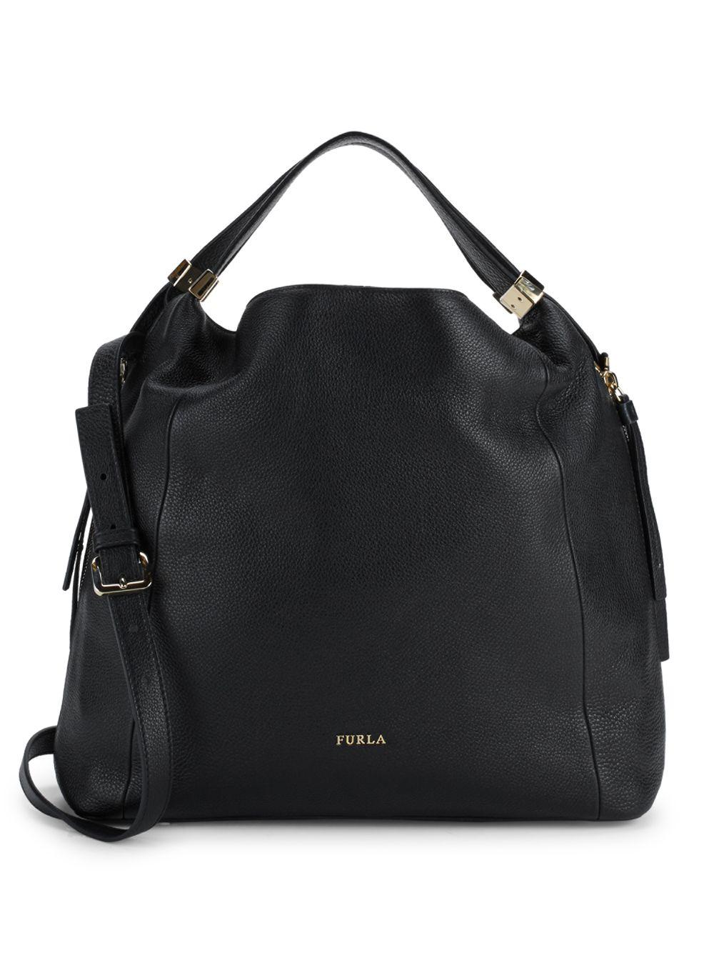 Furla Liz Leather Hobo Bag in Black | Lyst