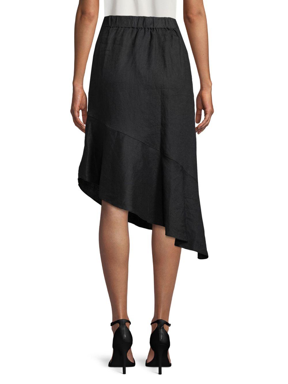 Saks Fifth Avenue Asymmetrical Linen Skirt in Black Lyst