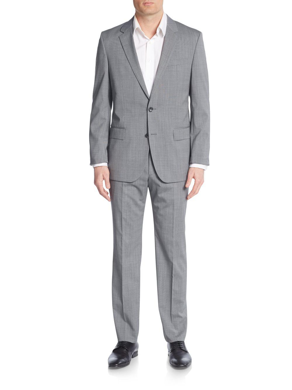BOSS by HUGO BOSS Halsey 2/merrill Regular-fit Melange Virgin Wool-blend  Suit in Gray for Men | Lyst