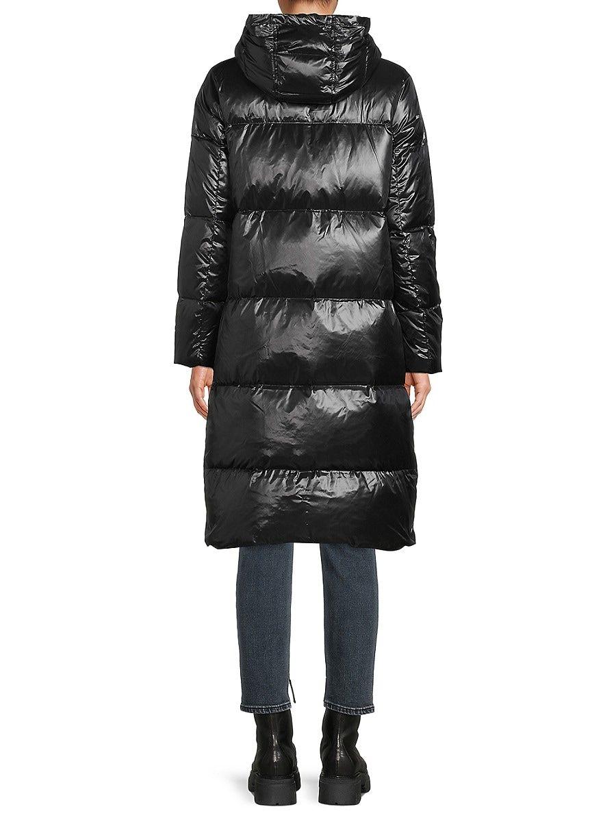 Karl Lagerfeld Highneck Puffer Coat in Black | Lyst