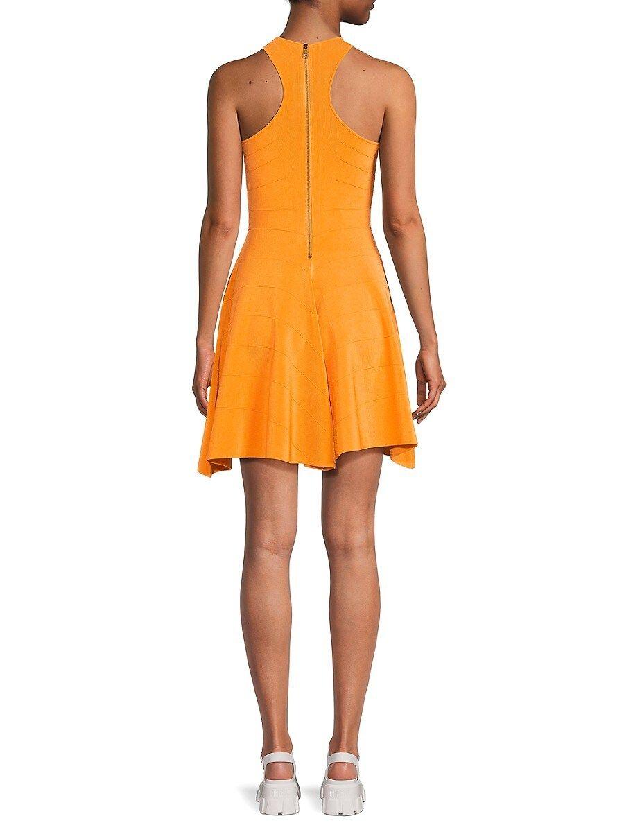 Ted Baker Ribbed Mini Fit And Flare Dress in Orange | Lyst
