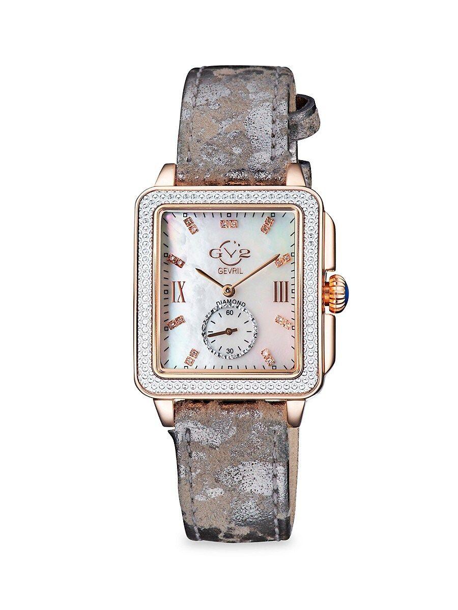 Gv2 Bari Tortoise 30mm Stainless Steel, Mother Of Pearl & Diamond Suede  Strap Watch in Gray | Lyst