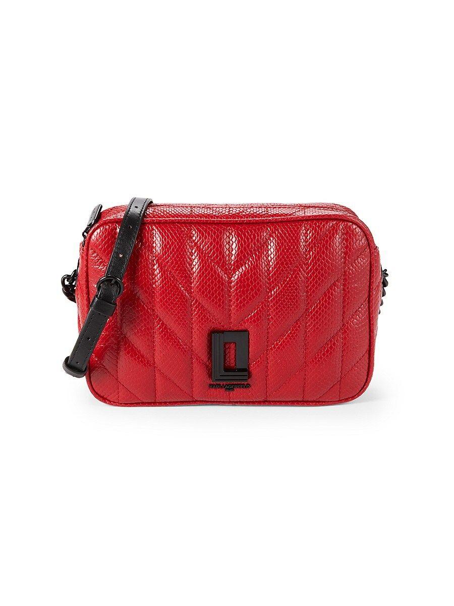 Karl Lagerfeld Lafayette Snake Embossed Leather Camera Crossbody Bag in ...