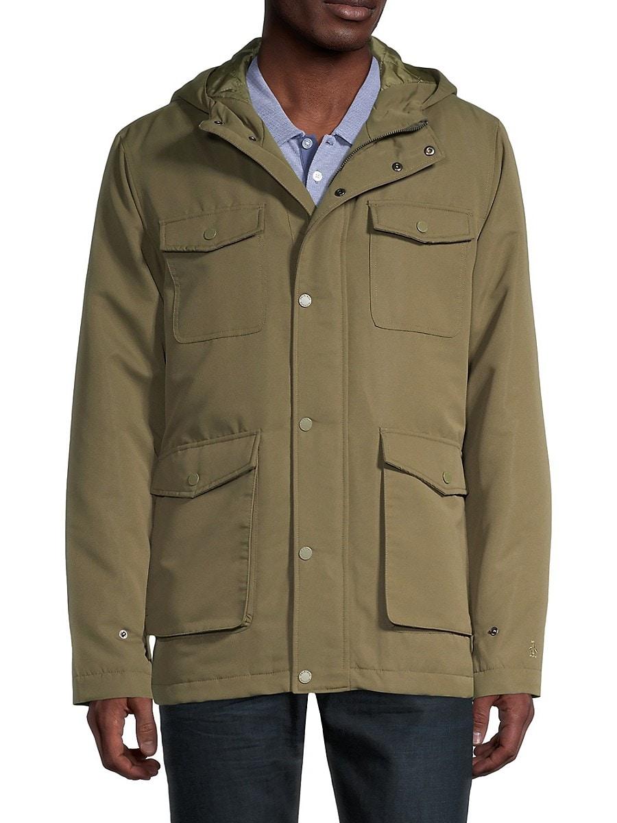 Original Penguin Synthetic Outfield Utility Jacket in Burnt Olive ...