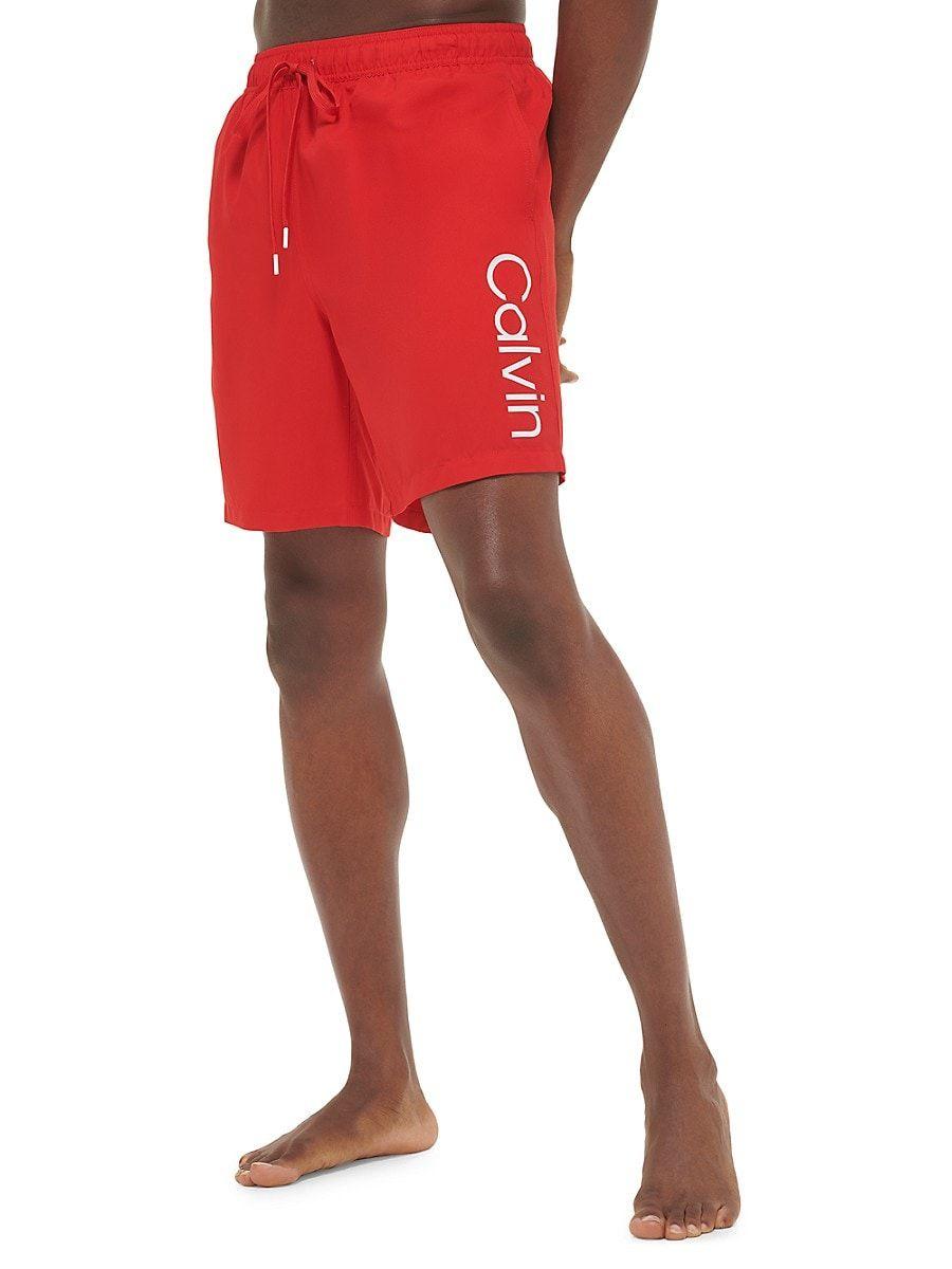 Calvin Klein Core Volley Swim Trunks in Blue for Men | Lyst