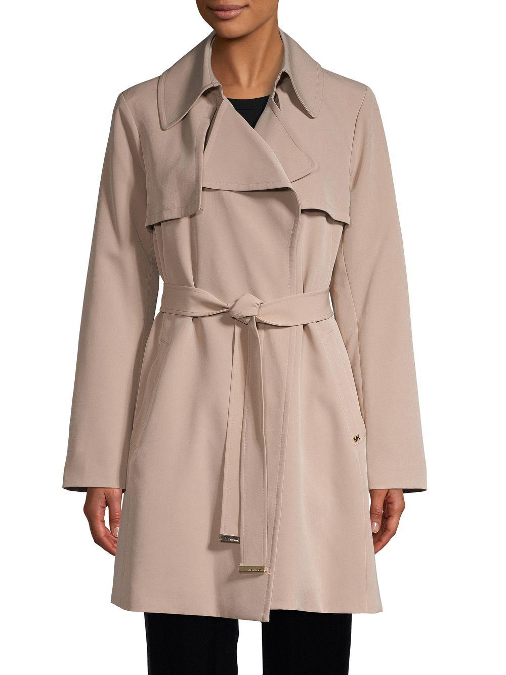 MICHAEL Michael Kors Synthetic Drape Trench Coat in Taupe (Brown) - Lyst