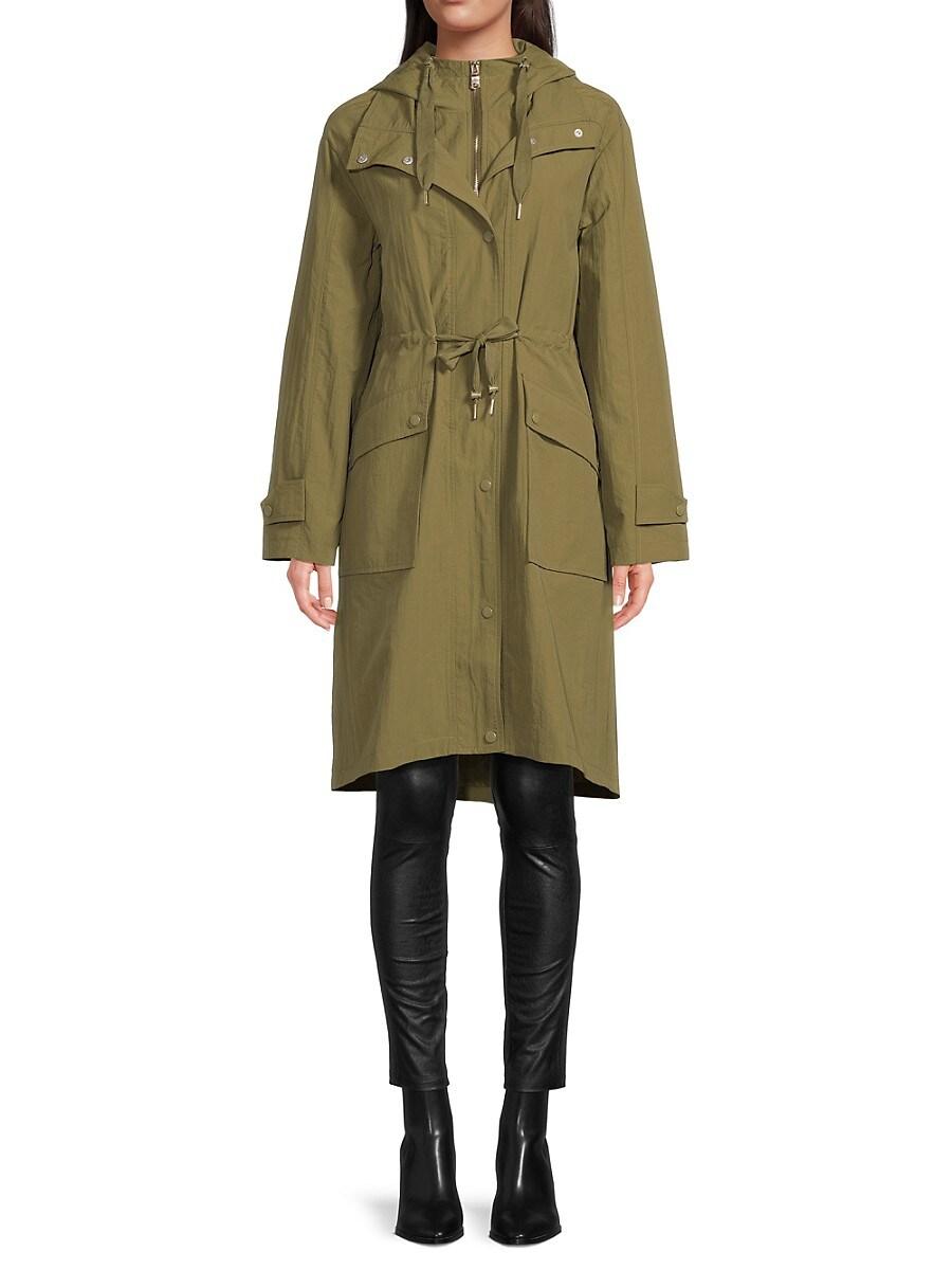 Bagatelle Longline Tie Waist Rain Coat in Green Lyst