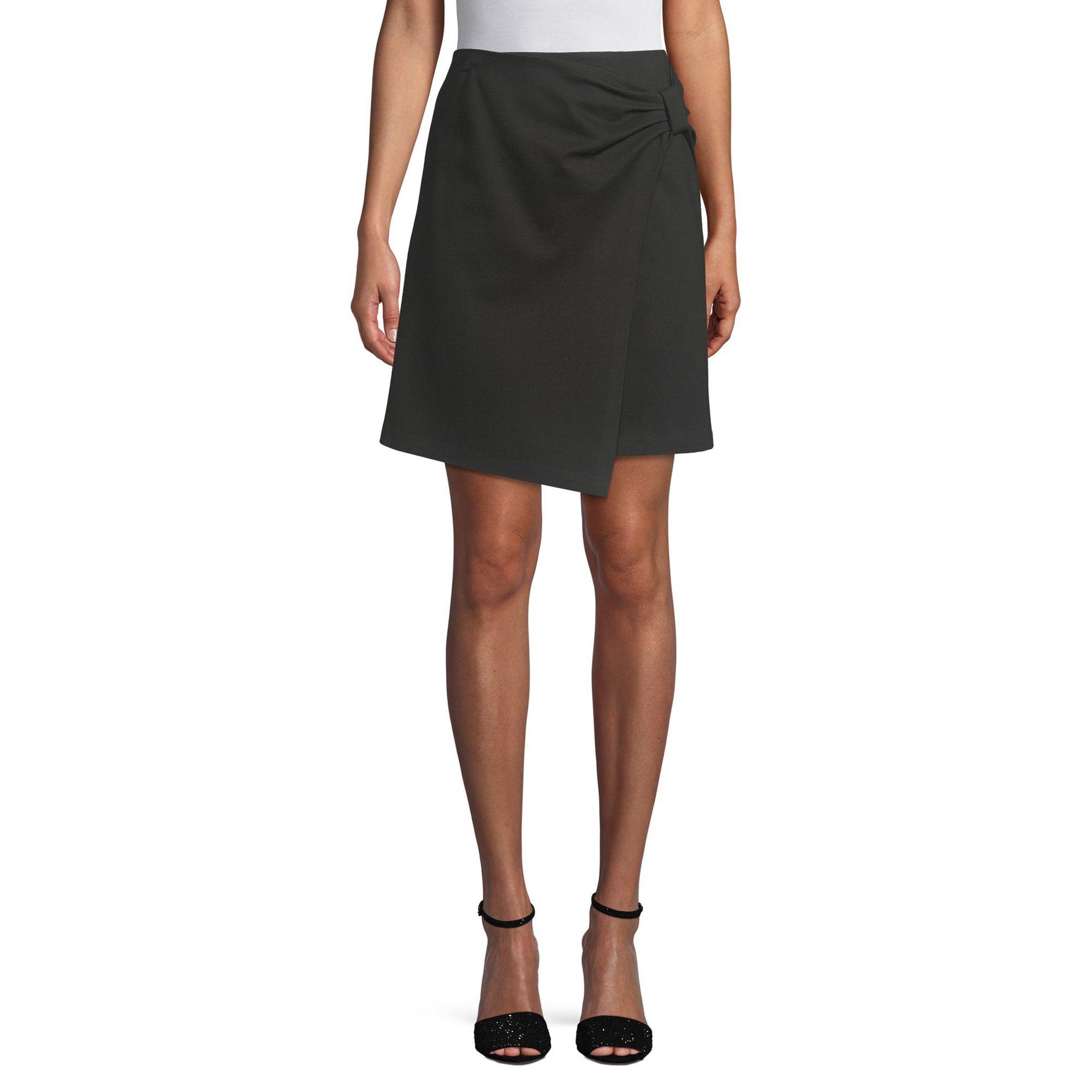 Saks Fifth Avenue Synthetic Ponte Wrap Skirt in Black - Lyst