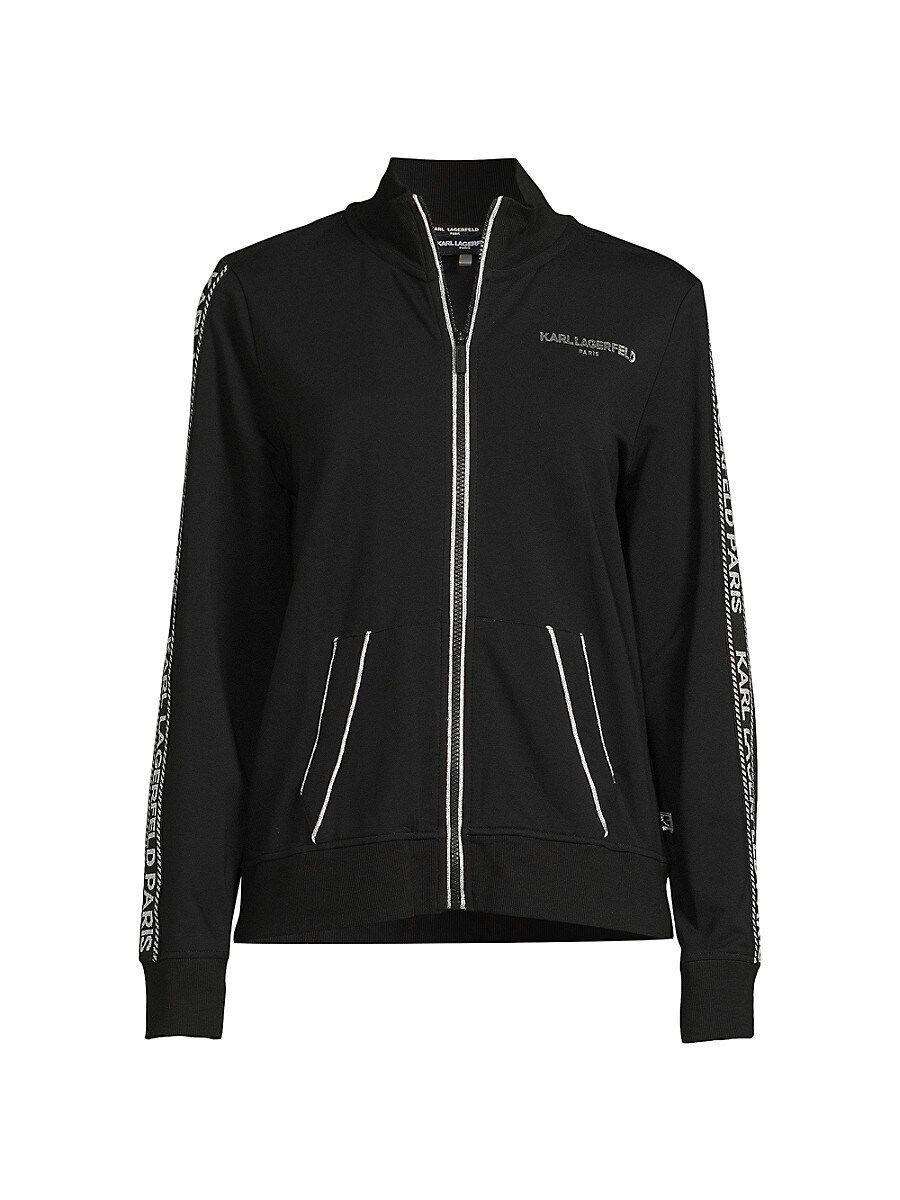 Karl Lagerfeld Logo Tape Track Jacket in Black Lyst