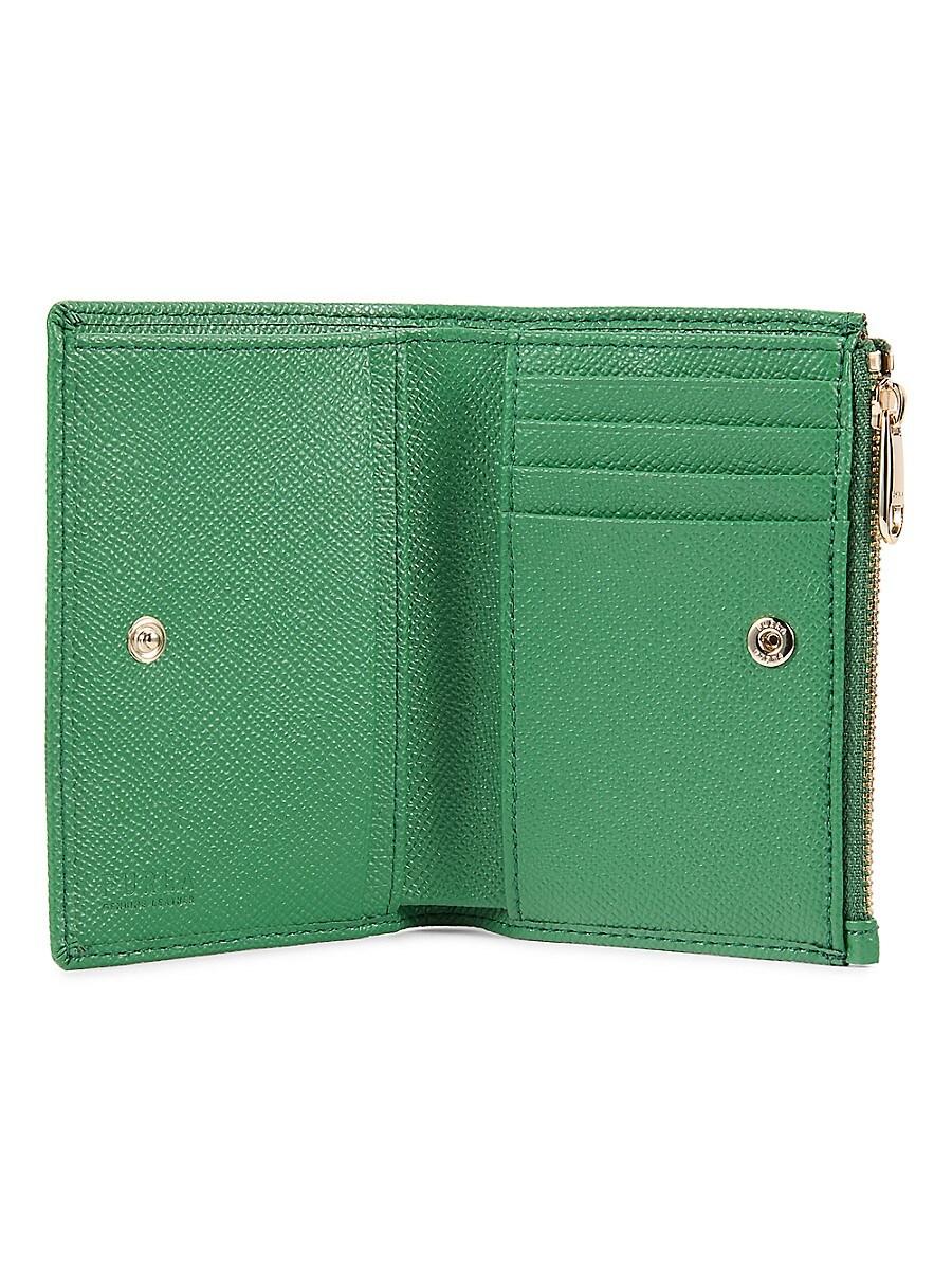 Furla Logo Leather Bi Fold Wallet in Green | Lyst