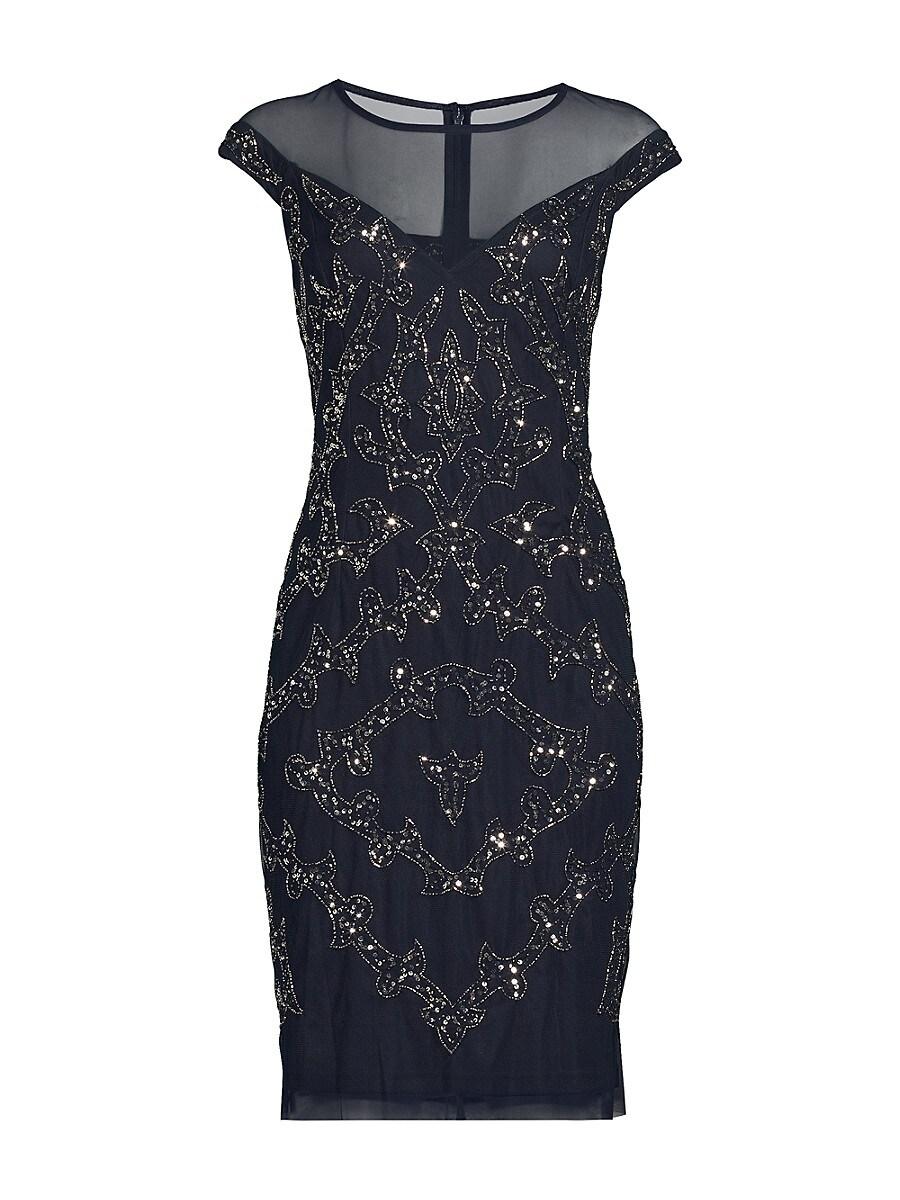 Adrianna Papell Beaded Illusion Sheath Dress in Blue Lyst UK