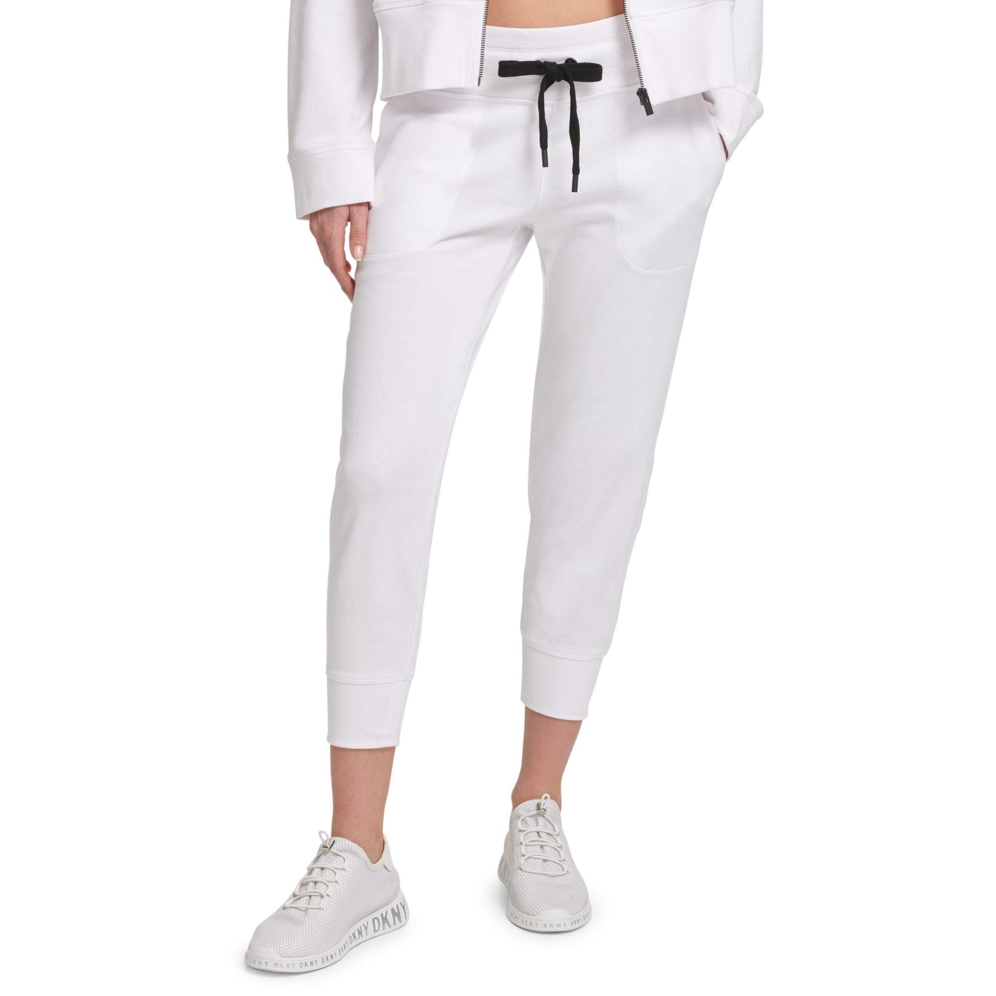 white cropped joggers