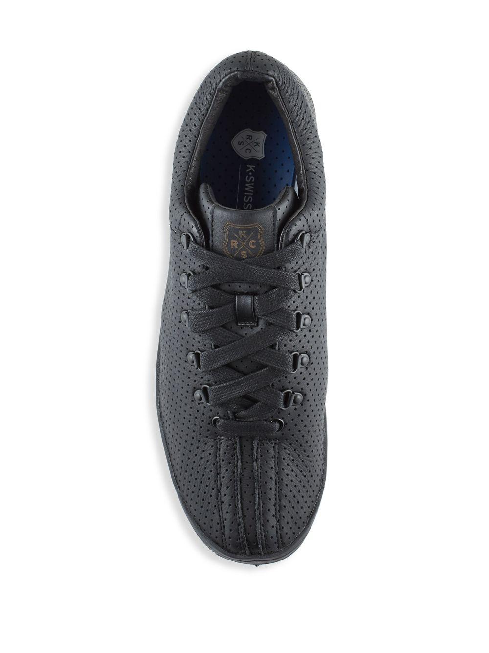 K-swiss Perforated Leather Sneakers in Black for Men | Lyst
