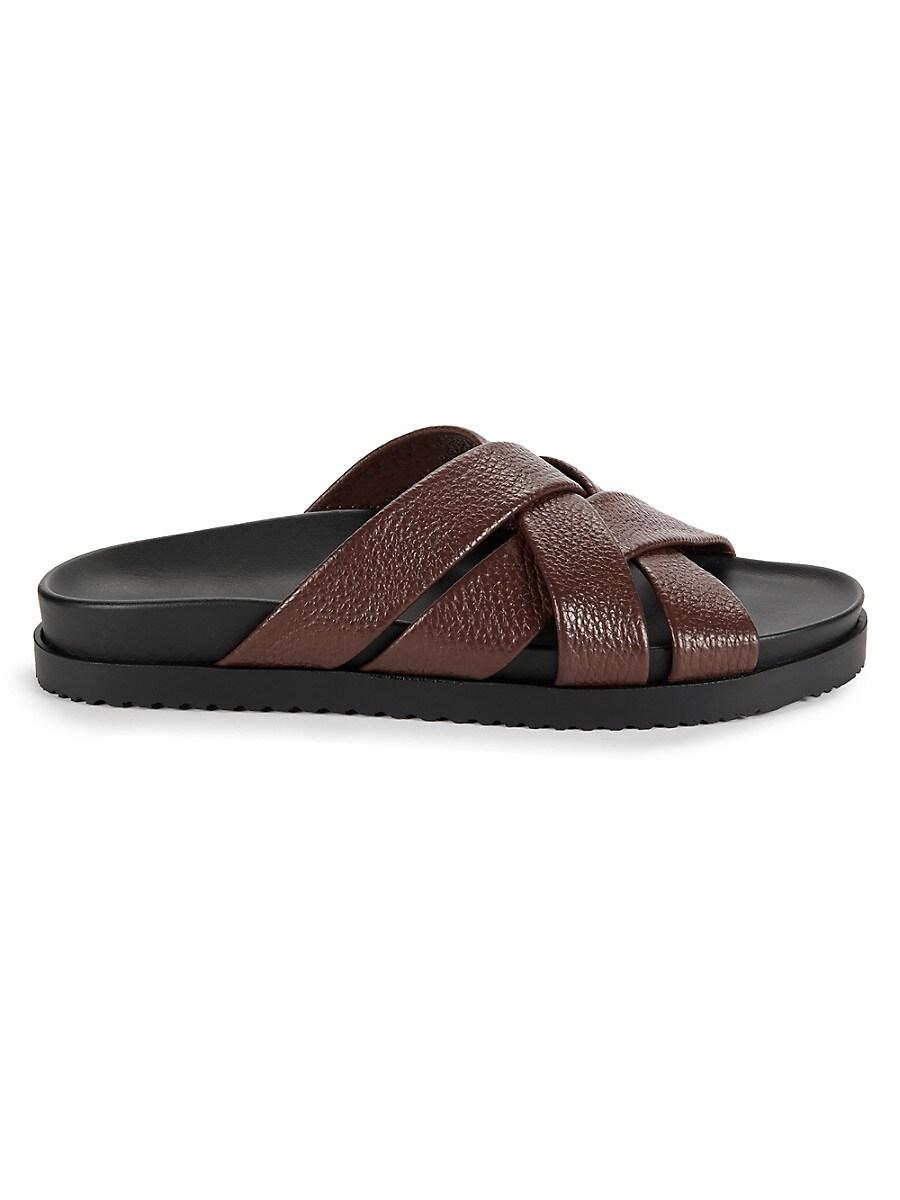 Saks Fifth Avenue Cross Leather Platform Sandals in Brown for Men Lyst Canada