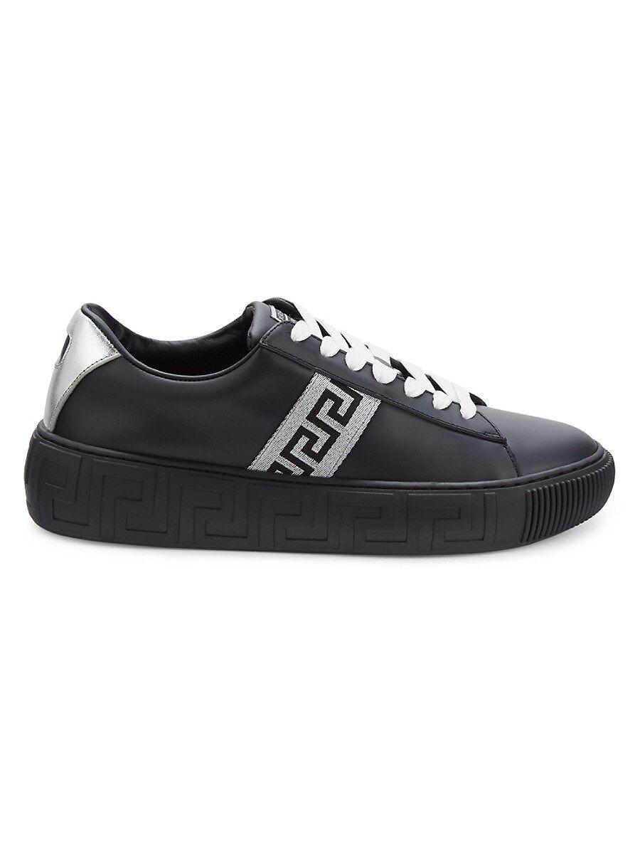 Versace Greca Leather Sneakers in Black for Men | Lyst