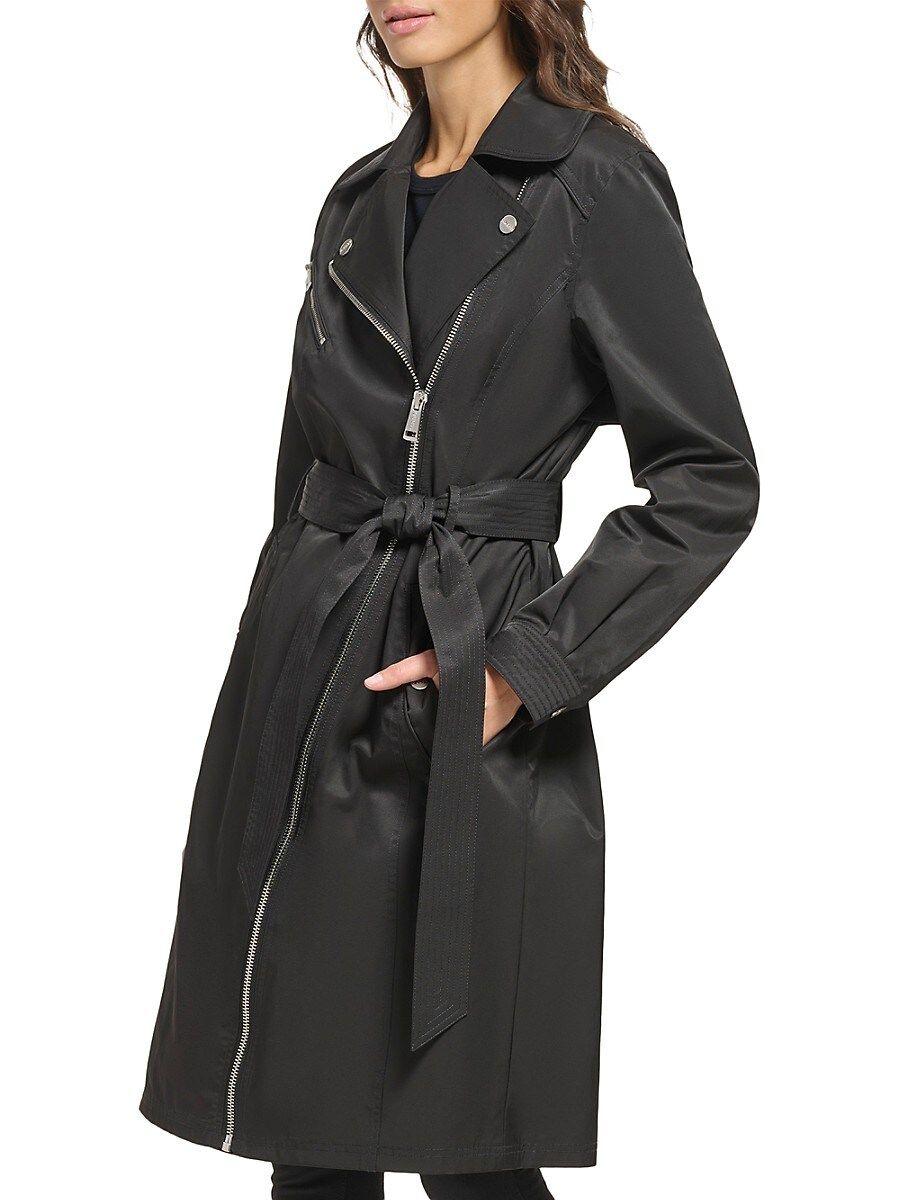 Guess textured asymmetric zip wool blend coat discount