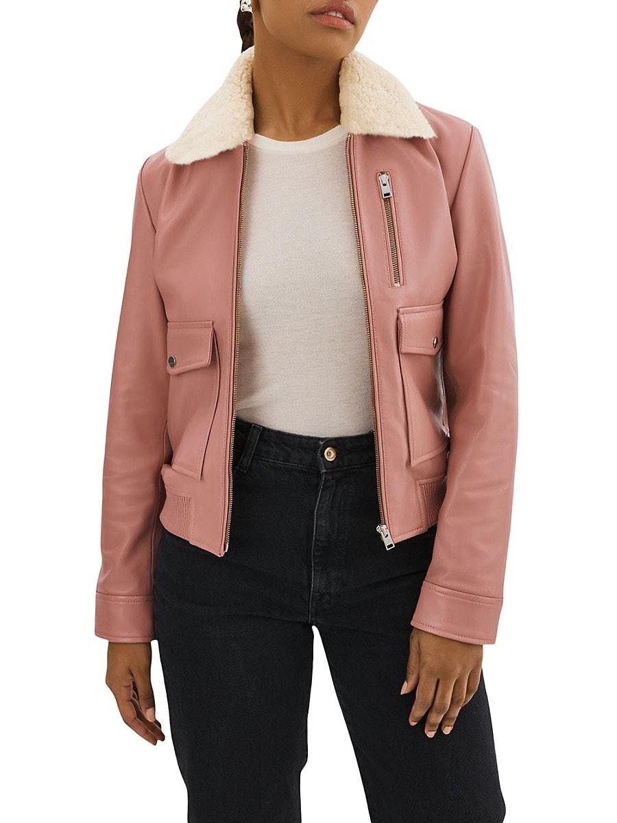 Lamarque Klemence Lambskin Leather Aviator Jacket in Pink Lyst UK