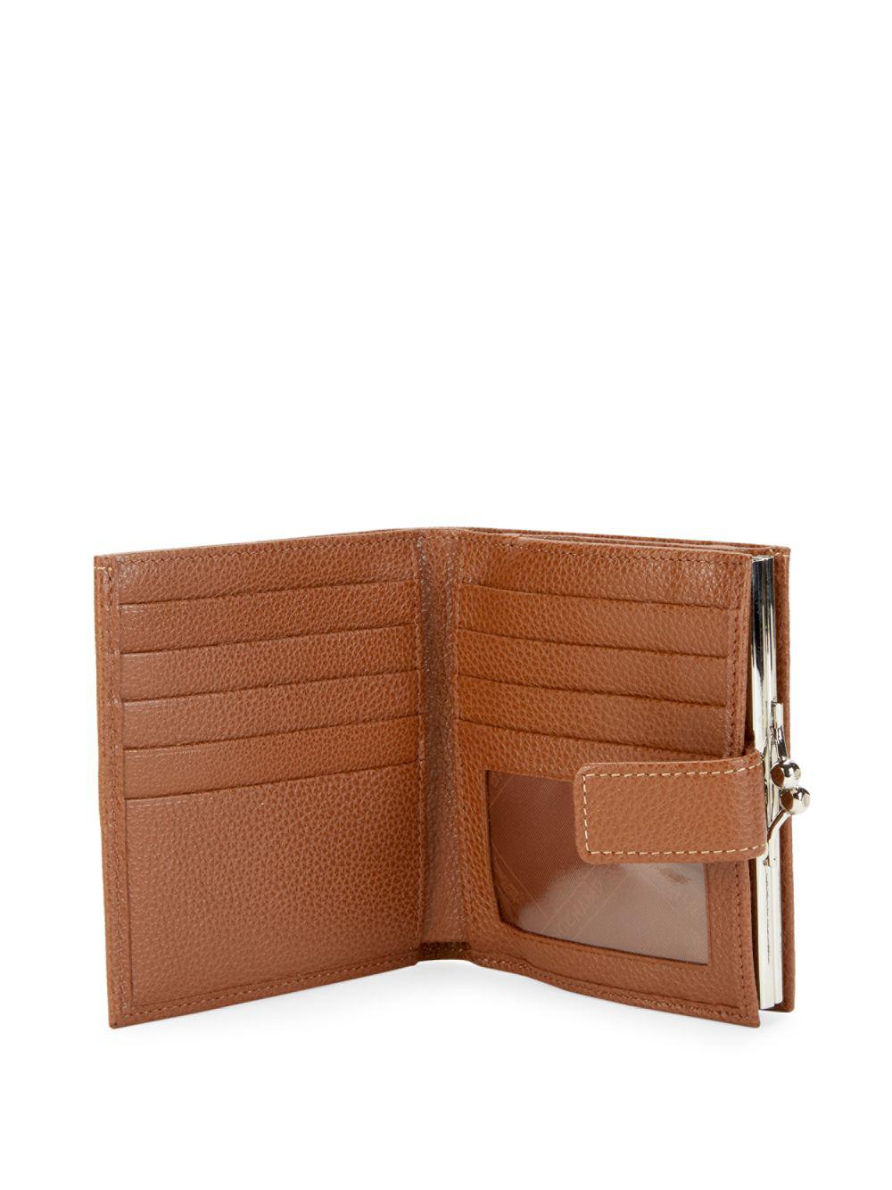 Longchamp Leather Le Foulonne Compact Bi-fold Wallet in Cognac (Brown ...