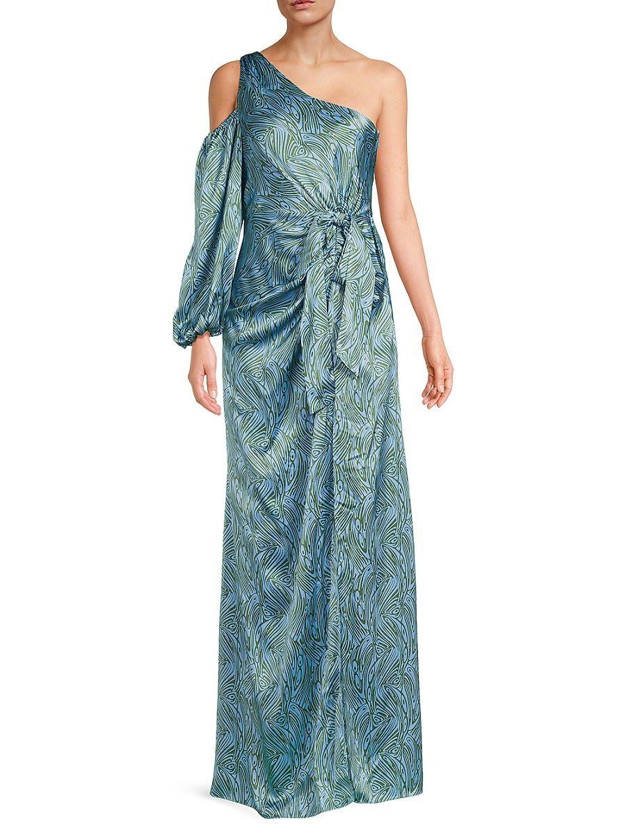 Cinq À Sept Rosen One Shoulder Silk Gown in Blue | Lyst