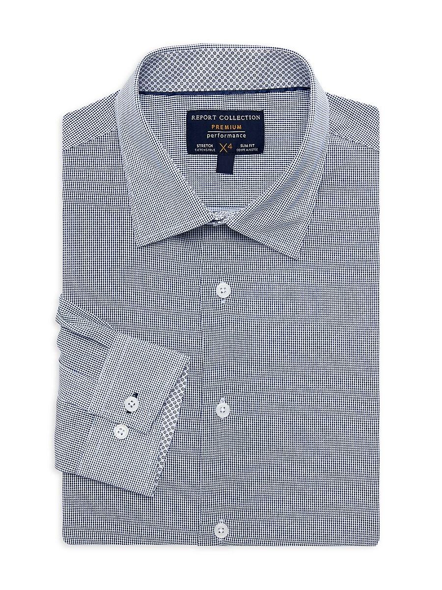 Report Collection 4-way Stretch Slim Fit Dress Shirt in Blue for Men | Lyst  UK