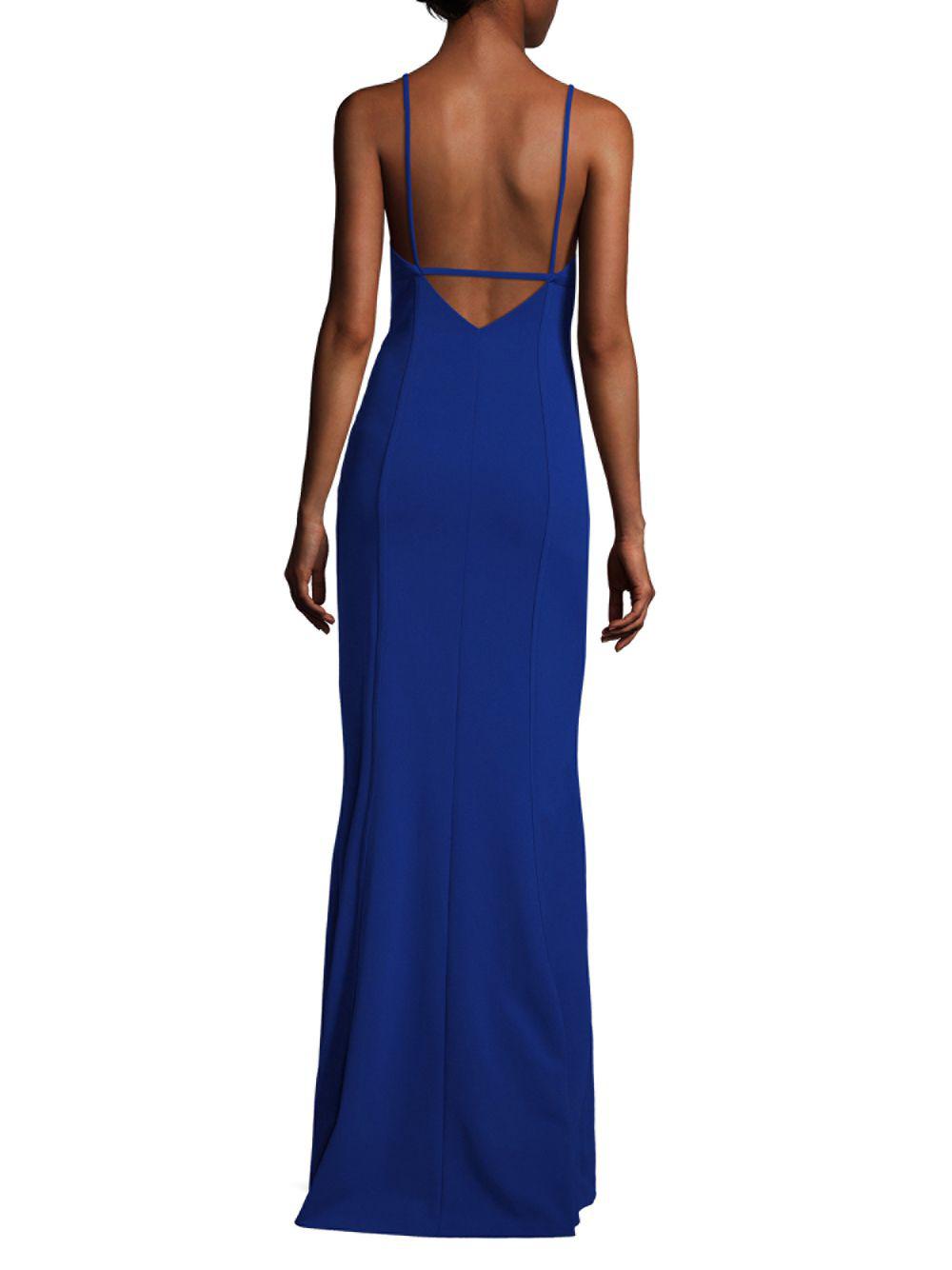 Aidan Mattox Synthetic Keyhole Halter Gown in Cobalt (Blue) - Lyst