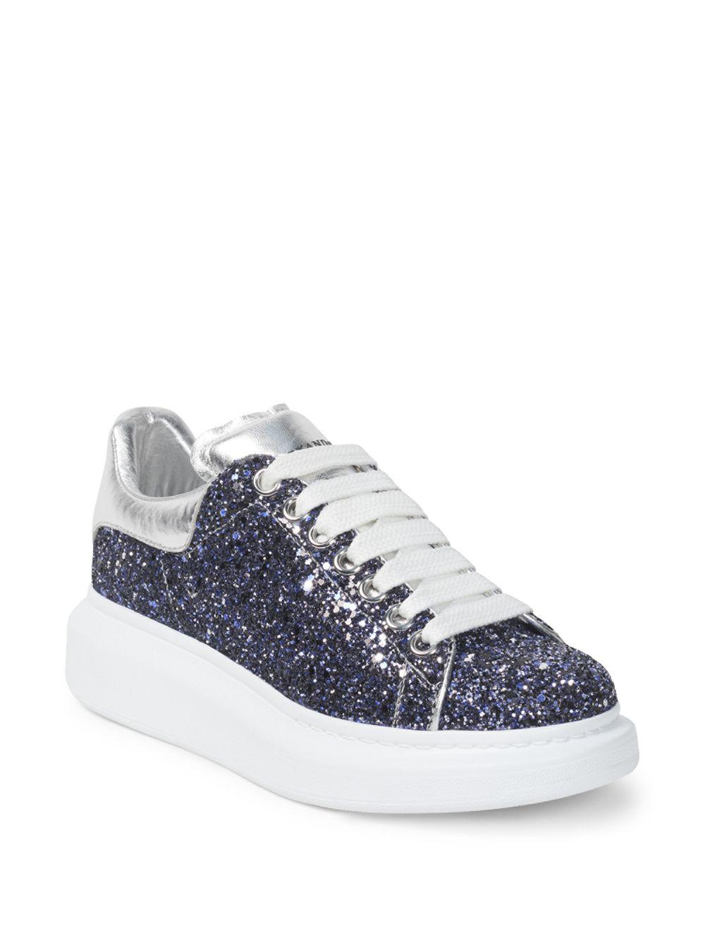 Alexander McQueen Glitter Platform Sneakers in Blue | Lyst UK