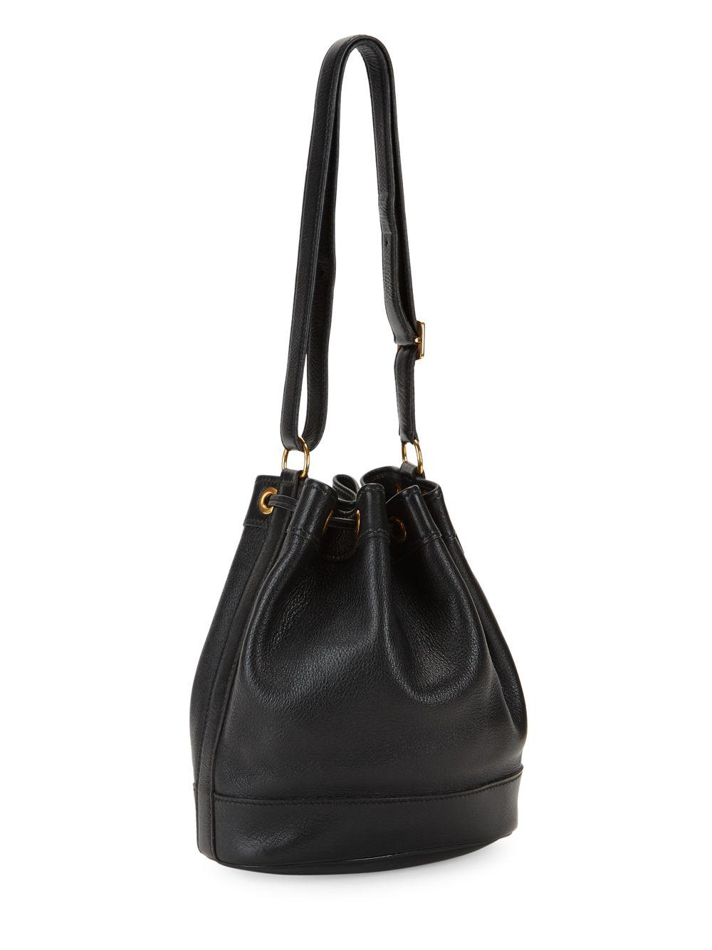 Hermès Vintage Gulliver Leather Bucket Bag in Black