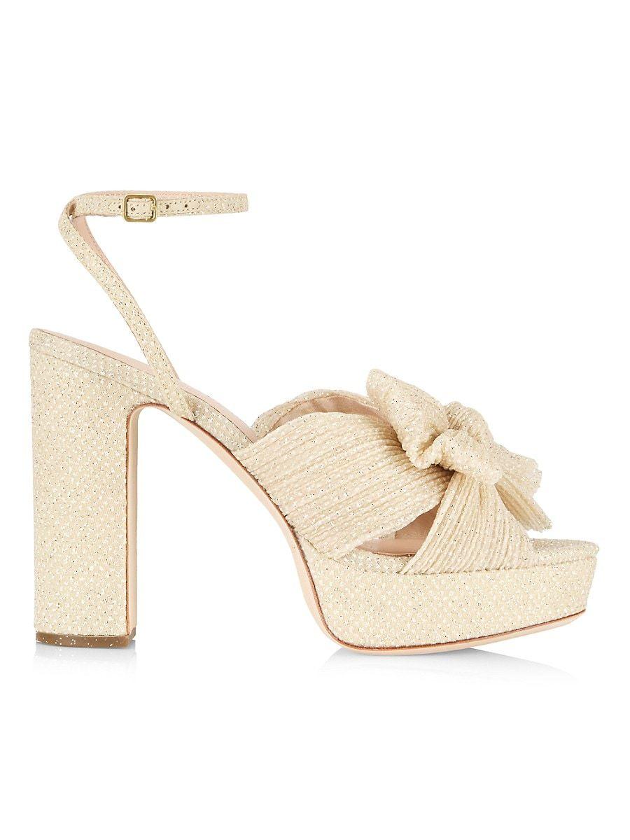 natalia cream sparkle platform bow heel