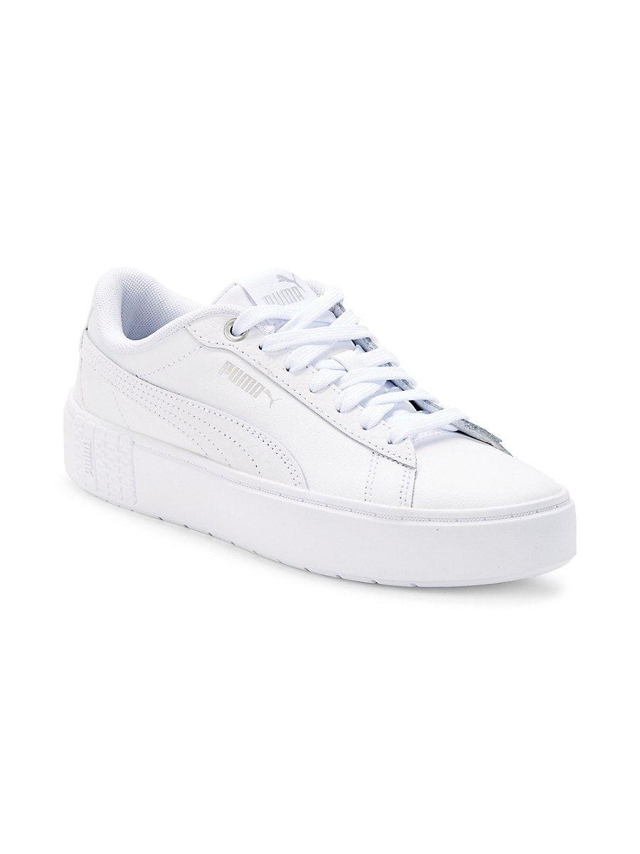 PUMA Smash Platform V2 Leather Sneakers in White |