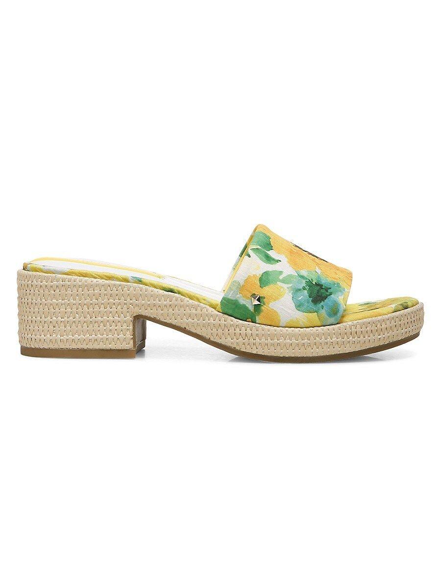 Franco Sarto Pony Floral Block Heel Sandals | Lyst