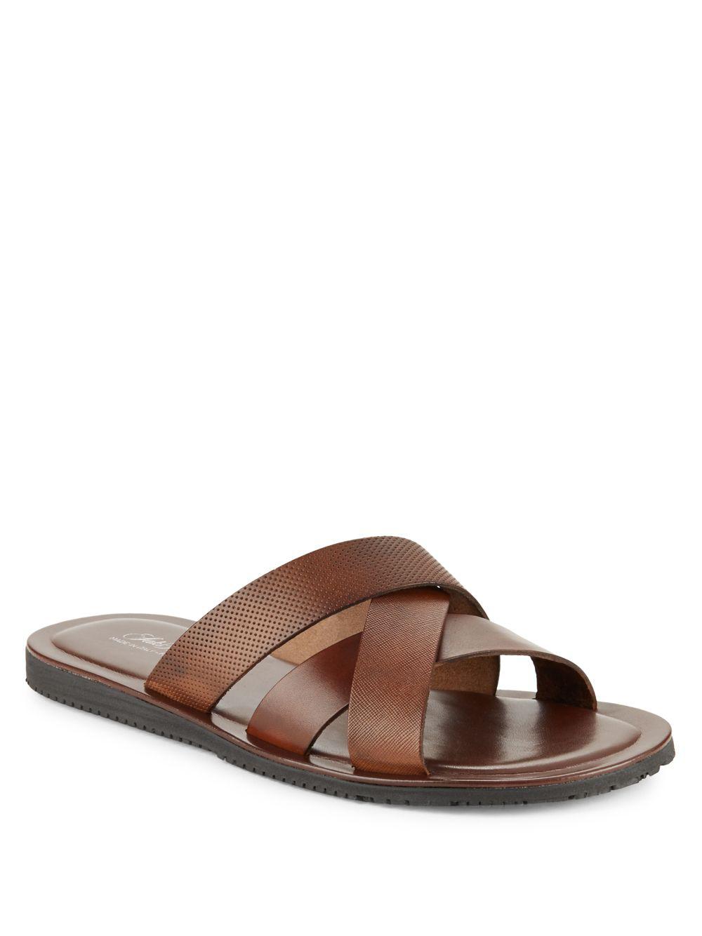 skam Min Ni Saks Fifth Avenue Italian Leather Sandals in Brown for Men | Lyst