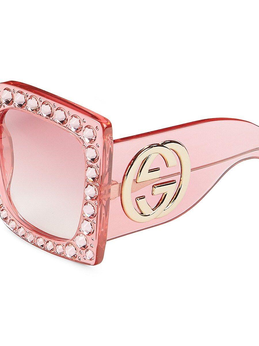 Gucci Pink Round Glitter Sunglasses ($325) ❤ liked on Polyvore featuring  accessories, eyewear, sunglasses, glasses, oculos, sunnies, pink, gucci  sunglasses… | Looks
