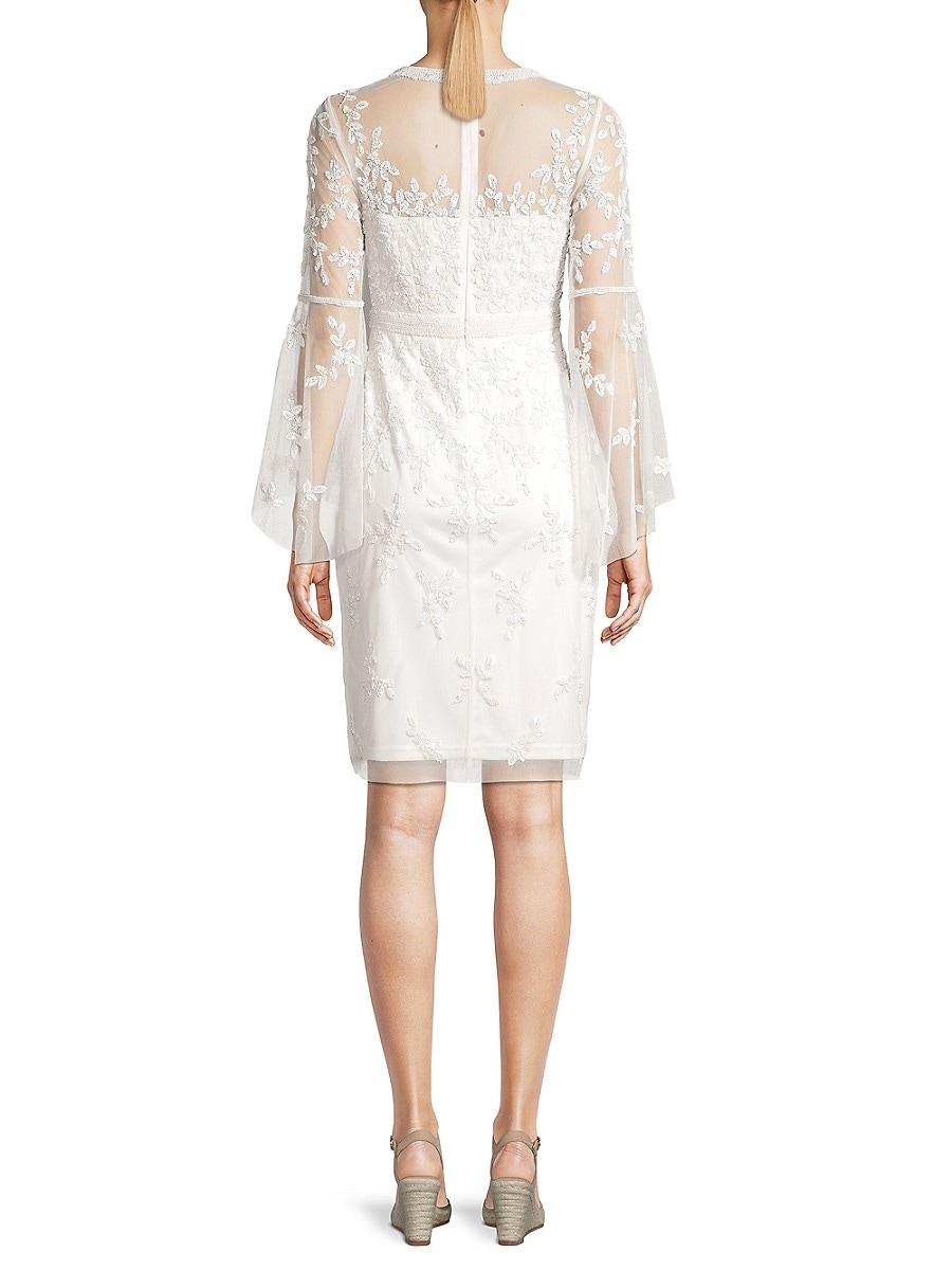 Adrianna Papell Synthetic Beaded & Sequin Mesh Sheath Dress in Ivory  (White) | Lyst