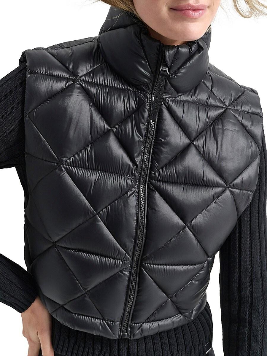 DKNY Quilted Puffer Cropped Vest in Black Lyst UK